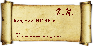 Krajter Milán névjegykártya